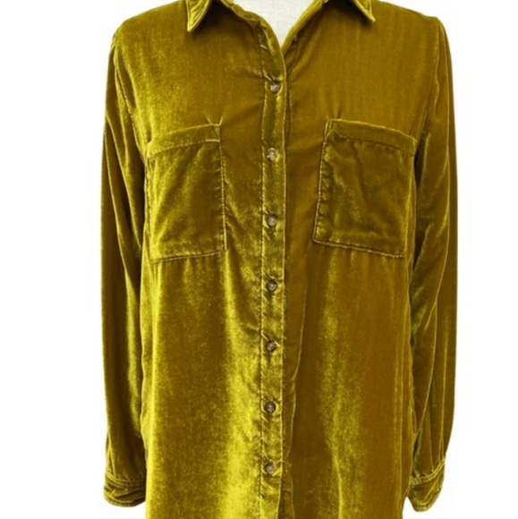 Maeve by Anthropologie Velvet Button Down Shirt - Picture 6 of 8